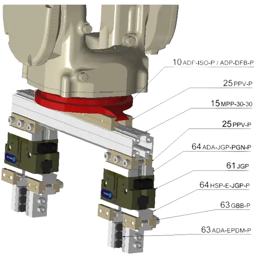 Adapter plate for igus® robots flange pattern and P13 prism